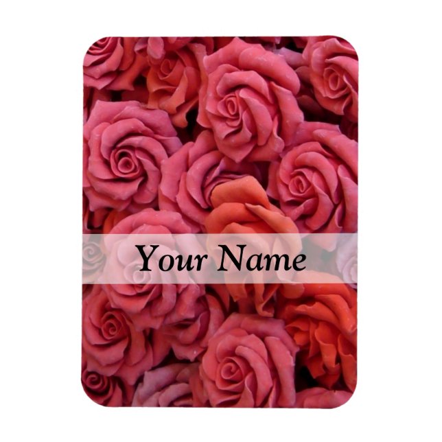 Pink floral roses magnet (Vertical)