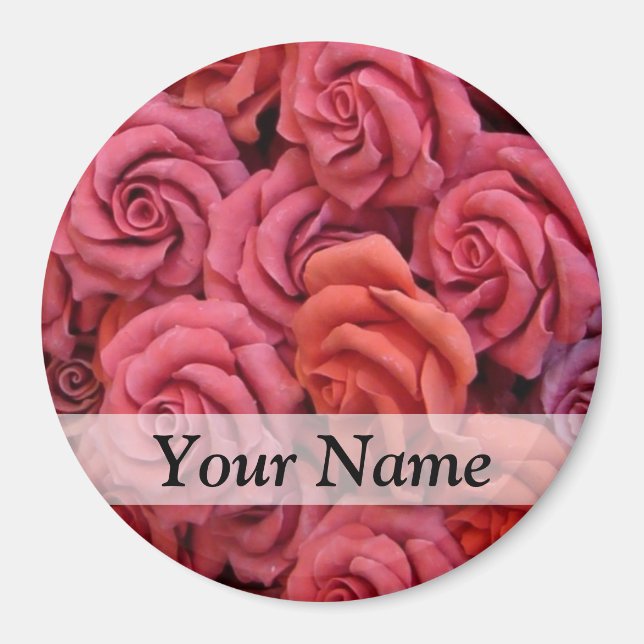Pink floral roses magnet (Front)