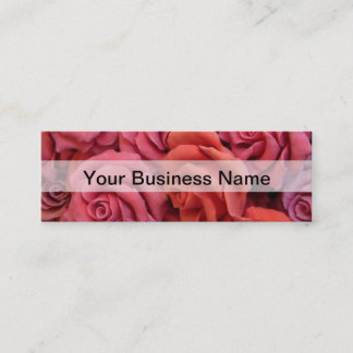 Pink floral roses mini business card
