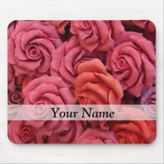 Pink floral roses mouse pad
