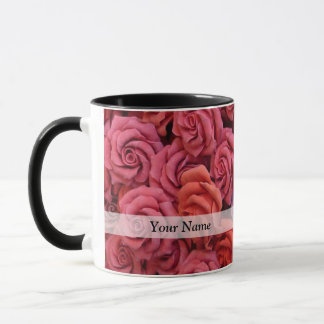 Pink floral roses mug