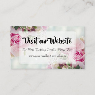 Pink Floral Roses & Peony Wedding Website Enclosure Card