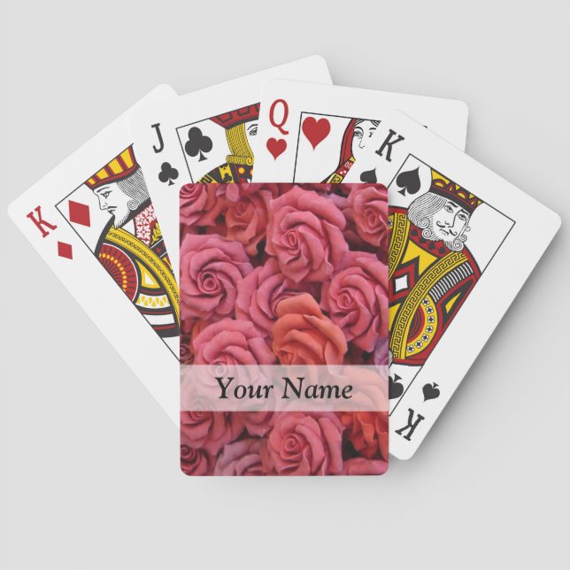 Pink floral roses playing cards (Back)