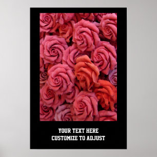 Pink floral roses poster