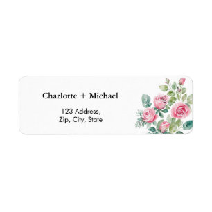 Pink Floral Roses Return Address Label