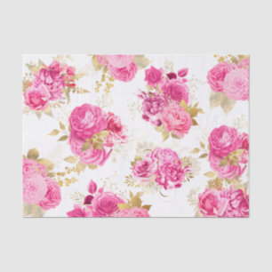 Pink Floral Roses Tissue Paper