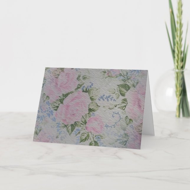 Pink Floral Roses Vintage Card (Front)