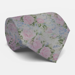 Pink Floral Roses Vintage Tie