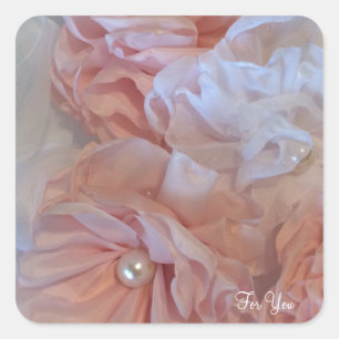 Pink Floral Ruffles Square Sticker