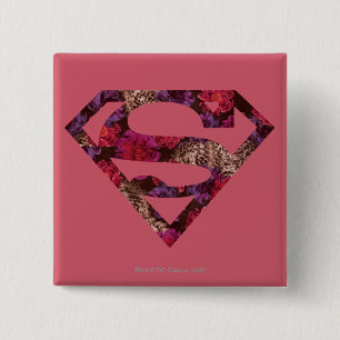 Pink Floral S-Shield 15 Cm Square Badge