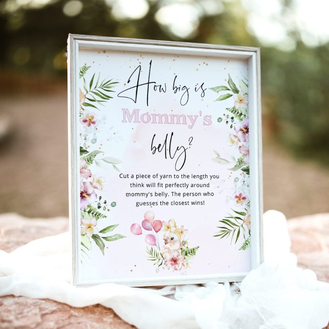 Pink floral safari how big is mommy's belly game poster (Creator Uploaded)