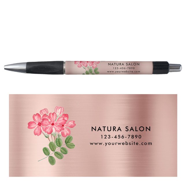 Pink Floral Salon Business Promotional Rose Gold  (Pink Floral Salon Business Promotional Rose Gold Pen)