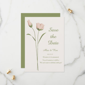 Pink Floral Save the Date Card