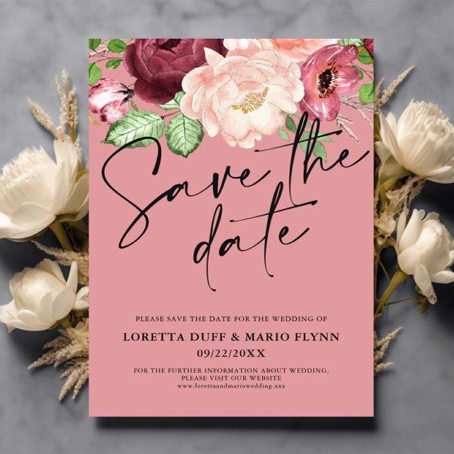 Pink floral Save the date Invitation (Creator Uploaded)