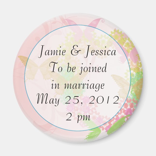 Pink Floral Save the Date Magnet (Front)
