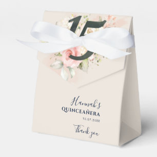 Pink Floral Script 15th Birthday Favour Box