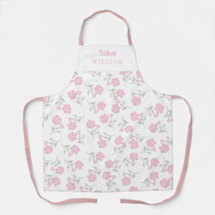 Pink Floral Scroll Personalised Kitchen Apron