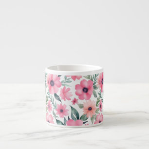 Pink Floral seamless Espresso Cup