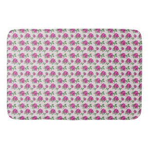 Pink Floral Seamless Pattern Elegant Watercolor Bath Mat