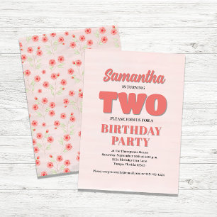 Pink Floral Second Birthday Girl Party Template