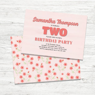 Pink Floral Second Birthday Girl Party Template