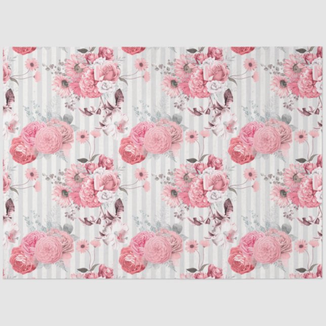 Pink Floral Series Design 10 Tissue Paper (Front)