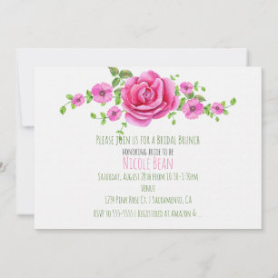 Pink Floral Shabby Chic Bridal Shower Invitation