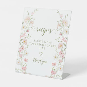 Pink Floral Share a Recipe Bridal Shower Sign