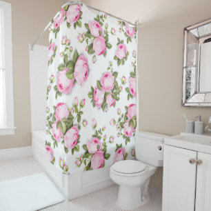 Pink Floral Shower Curtain