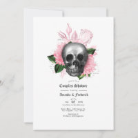 Pink Floral Skull Gothic Couples Shower