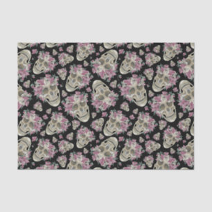 Pink Floral Skulls Moths Halloween Tissue Paper
