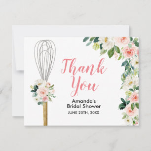 Pink Floral Soon to be Whisked Away Bridal Shower Thank You Card