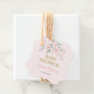 Pink Floral Spanish Baby Shower Girl Favour Tags