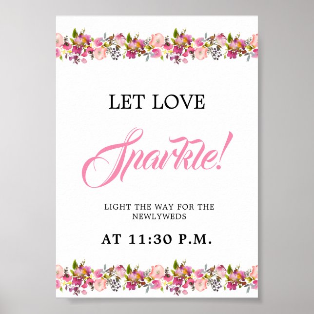 Pink Floral Sparkle Send off Poster (Front)