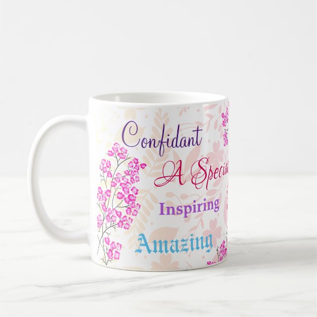 Pink Floral Special Sister Thoughtful Heartfelt Coffee Mug (Left)