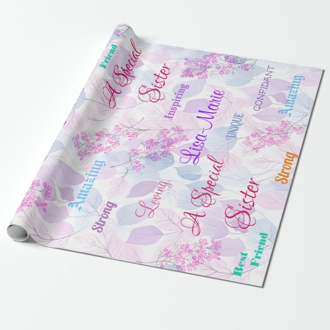 Pink Floral Special Sister Thoughtful Heartfelt Wrapping Paper (Unrolled)