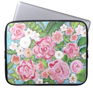 Pink Floral Spring Blooms Laptop Sleeve