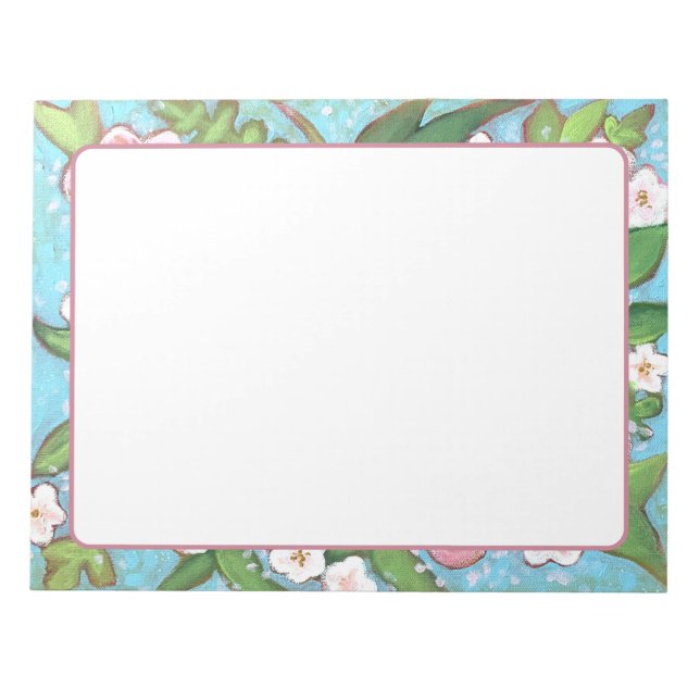Pink Floral Spring Blooms Notepad (Front)