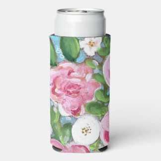 Pink Floral Spring Blooms Seltzer Can Cooler