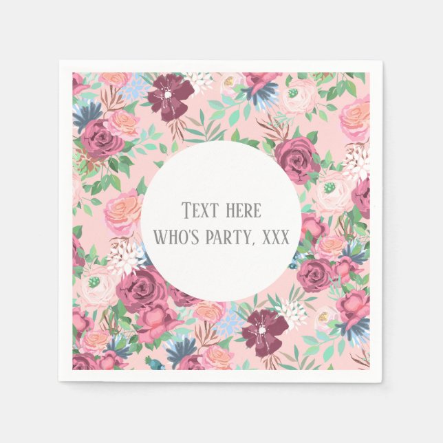 pink floral spring flower napkin (Front)