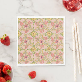 Pink Floral Spring Flowers Pretty Birthday Party Napkin