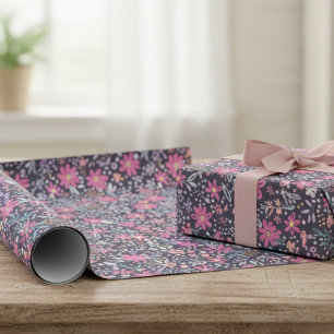 Pink Floral Sprinkles Pattern Wrapping Paper