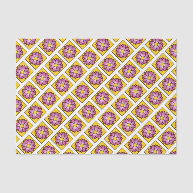 Pink Floral Stained Glass Tissue Paper (Front)