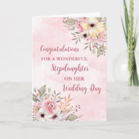 Pink Floral Stepdaughter Wedding Congratulations