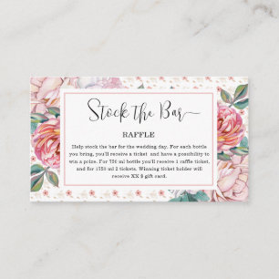 Pink Floral Stock the bar Bridal Shower  Enclosure Card