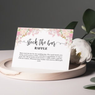 Pink Floral Stock the bar Bridal Shower   Enclosure Card