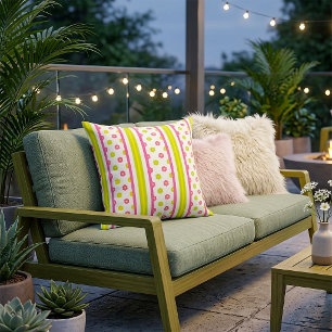 Pink Floral Stripe Pillow
