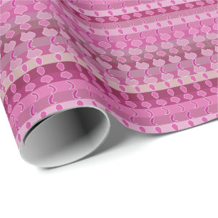 Pink Floral Stripe Wrapping Paper