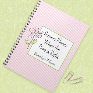 Pink Floral Stripes Monogrammed Notebook