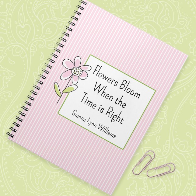 Pink Floral Stripes Monogrammed Notebook (Creator Uploaded)